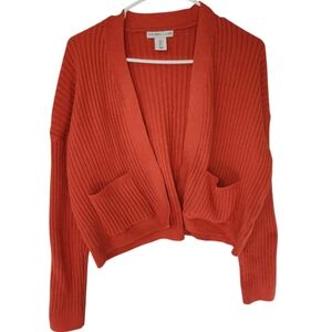 Sincerely Jules Orange Cropped Long Sleeve Open Cardigan. Sz. L